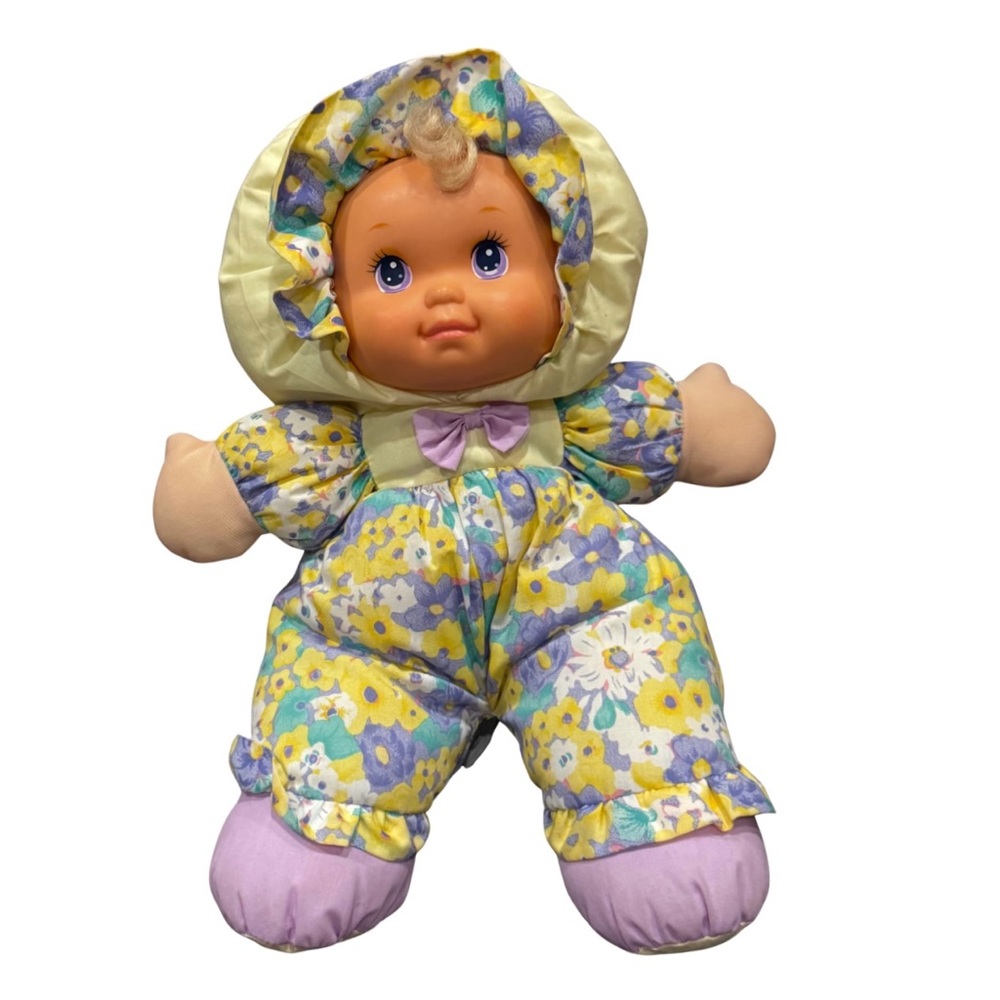 Vintage Mattel Loveable Babies Soft Floral Body and Purple Bow